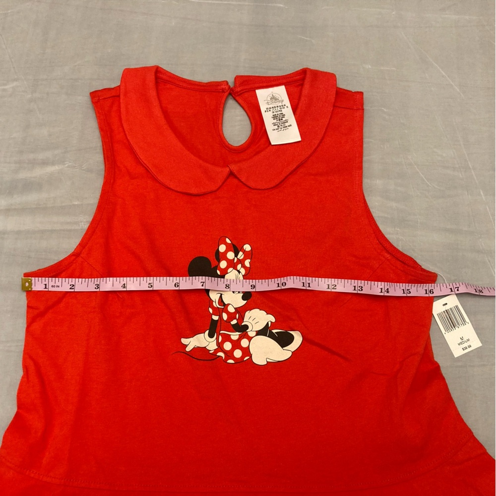 Disney Parks Minnie Mouse Red Peplum Collared Sleeveless Top Adult Medium - Picture 3 of 13